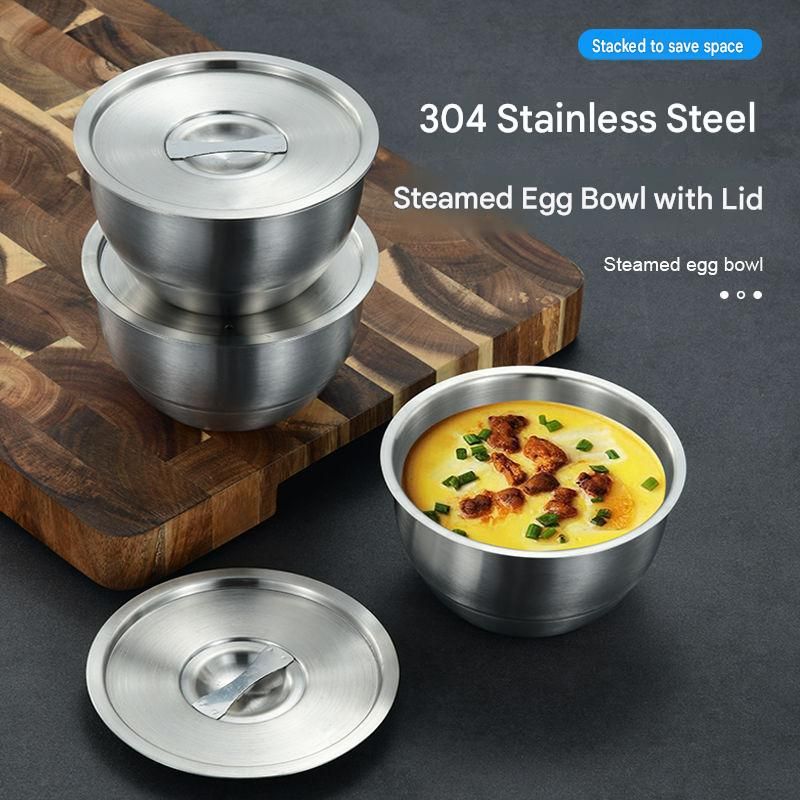 304 Stainless Steel Thickened Steaming Bowl, Multi-purpose Steaming Cup for Egg Custard, Rice, Soup, Durable Food Container for Home Kitchen