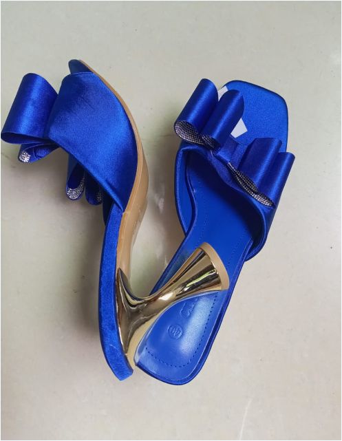 Bowknot Anti-Slip Sexy Pointed Toe Thin Heels Slides Fashion Bow Sandals for Women and Ladies
