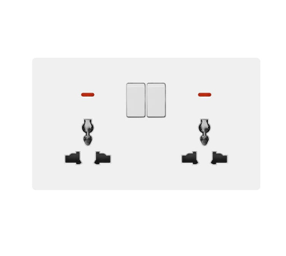Electrical Double Socket/Single Socket, UK 13A Power Socket Plug, Universal Wall Push Button Light Switch