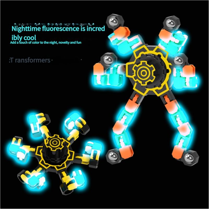 Fidget gyroscope toys luminous deformation changeable mechanical finger gyroscope decompression artifact children's spinning fun boy