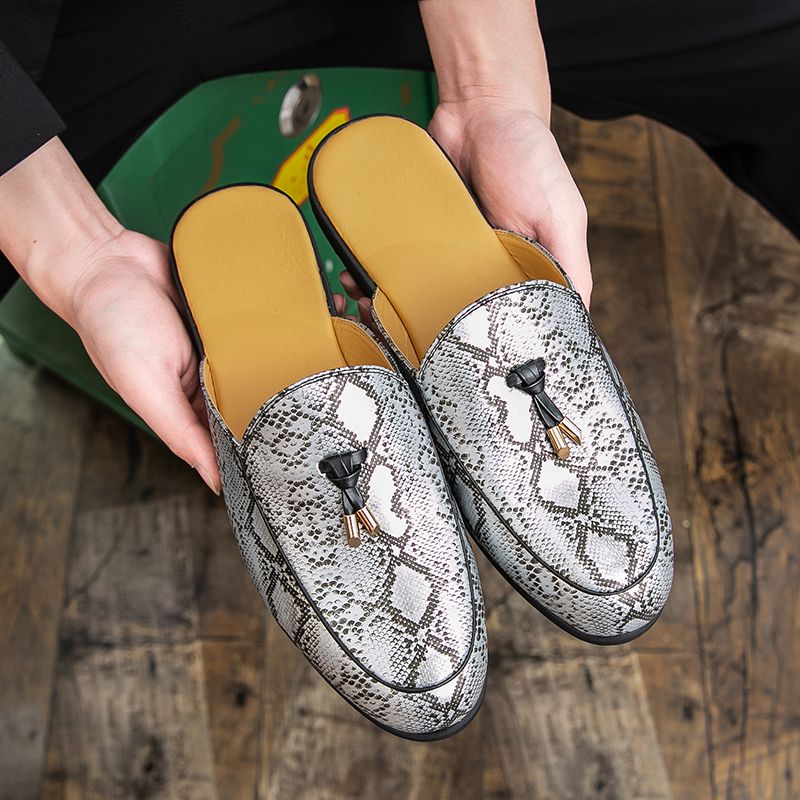 Youth Men Leisure Cool Mules Man Summer Slippers Fashion Casual Leather Loafers Flats Shoes Pu Breathable Slip On Footwears For