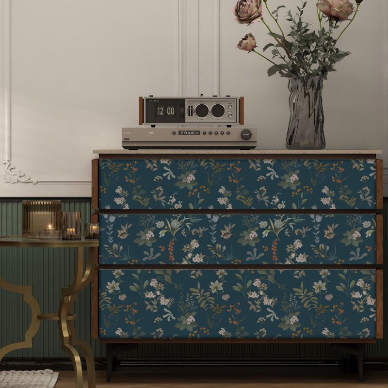 Floral Plant Wallpaper, Thickened Waterproof PVC Self-Adhesive, Removable Wall Paper for Bedroom Wall & Cabinet Renovation, Easy to Install Home Decoration Sticker, Eco-Friendly & Durable