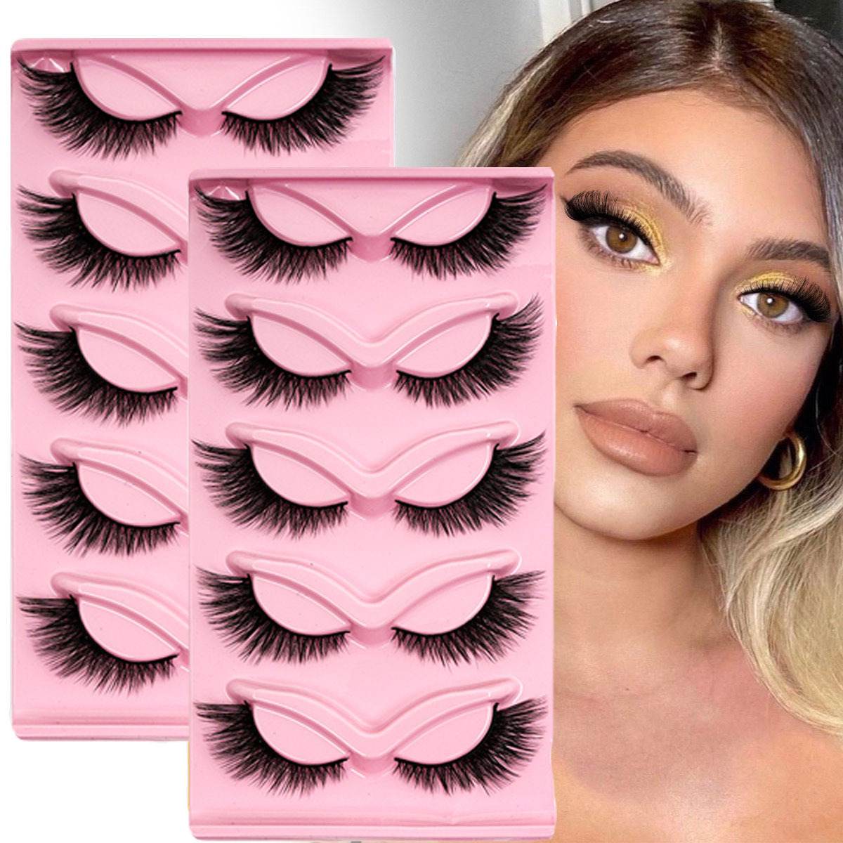 5 Pairs Fluffy False Eyelashes, 3D Volume Wispy Faux Mink Lashes, Reusable Dramatic Thick Eyelashes for Makeup, Natural Look False Lashes for Party, Wedding & Daily Wear