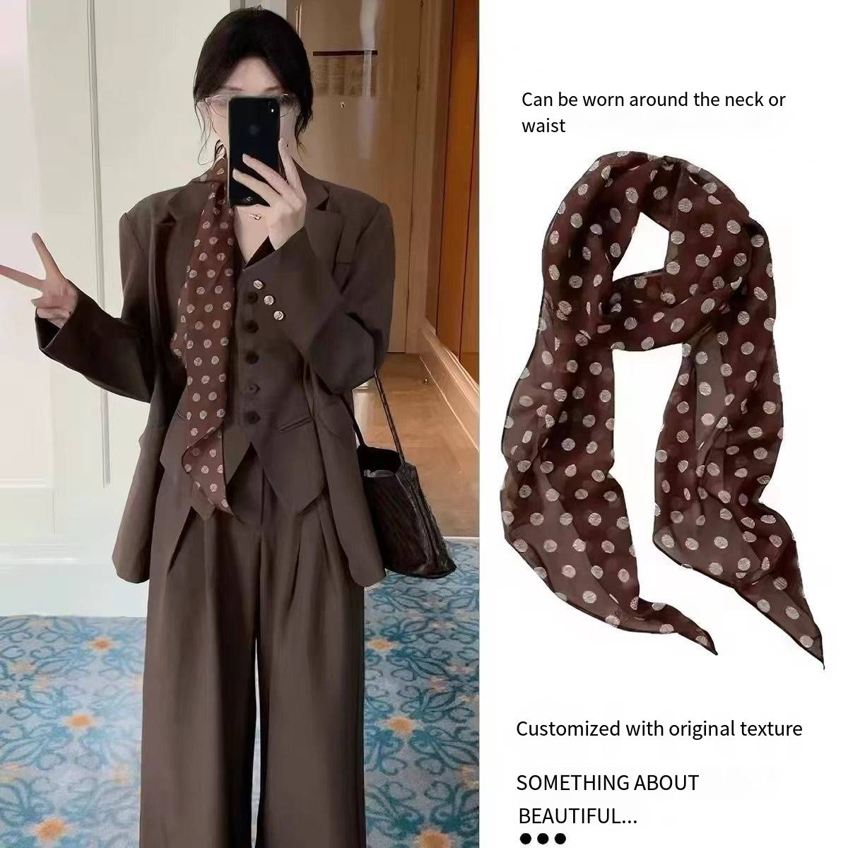 New Arrival French Vintage Long Silk Scarf for Women, Versatile Multifunctional Hair Band, Elegant Neck Scarf, Fashion Casual All-Match Decorative Accessories for Daily Outfit
