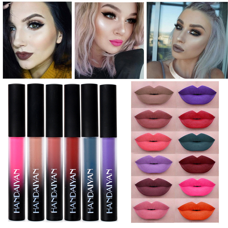 H1031 handaiyan Liquid Lipstick Matte Lip Gloss Cosmetics Lightweight Lip Glaze Long Lasting Lip Tint Waterproof Colors Lips Makeup