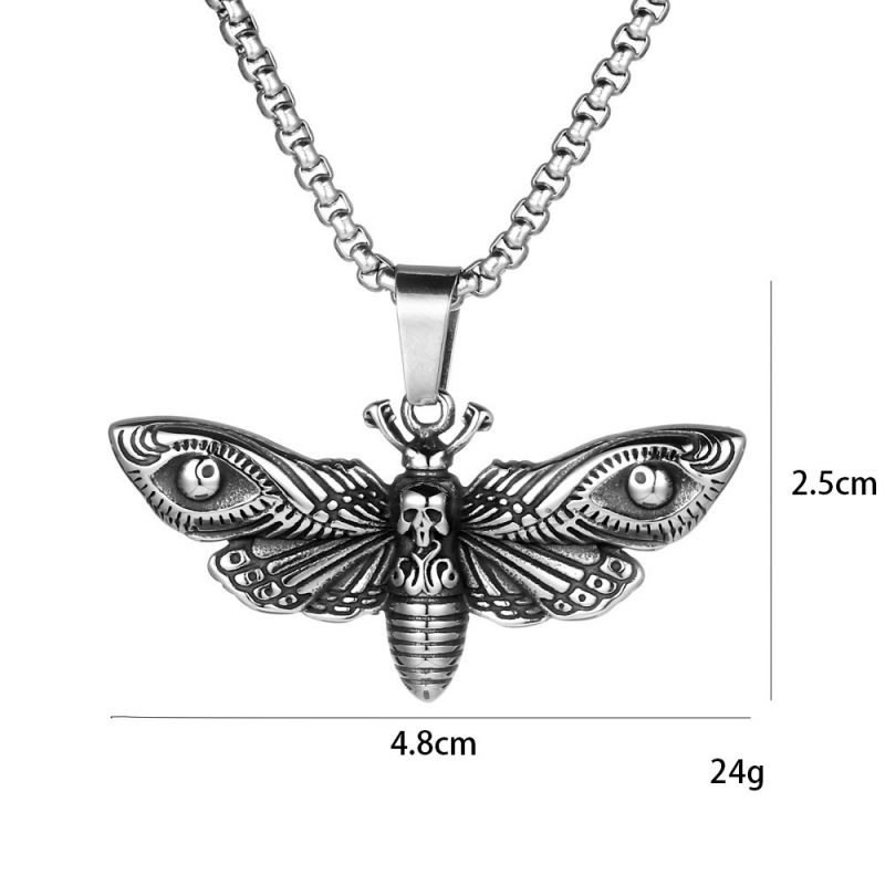 Stainless steel moth necklace trendy hip hop pendant necklace