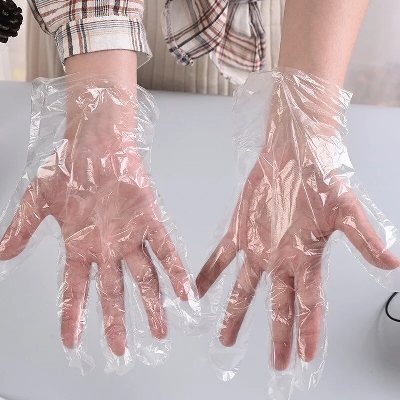 Disposable Clear PE Plastic Food Safe Cleaning Gloves 500pcs - Boxed