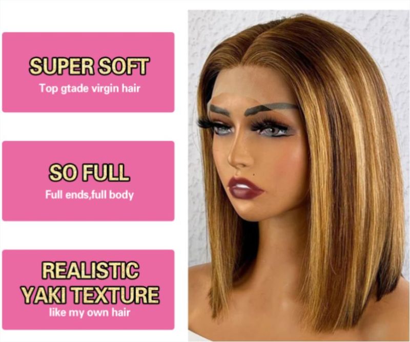  Short BOBO 4*4 Wig Straight Lace Front Closure- Human Hair Wigs for Black Women Short Curly bob Wigs With Bang
