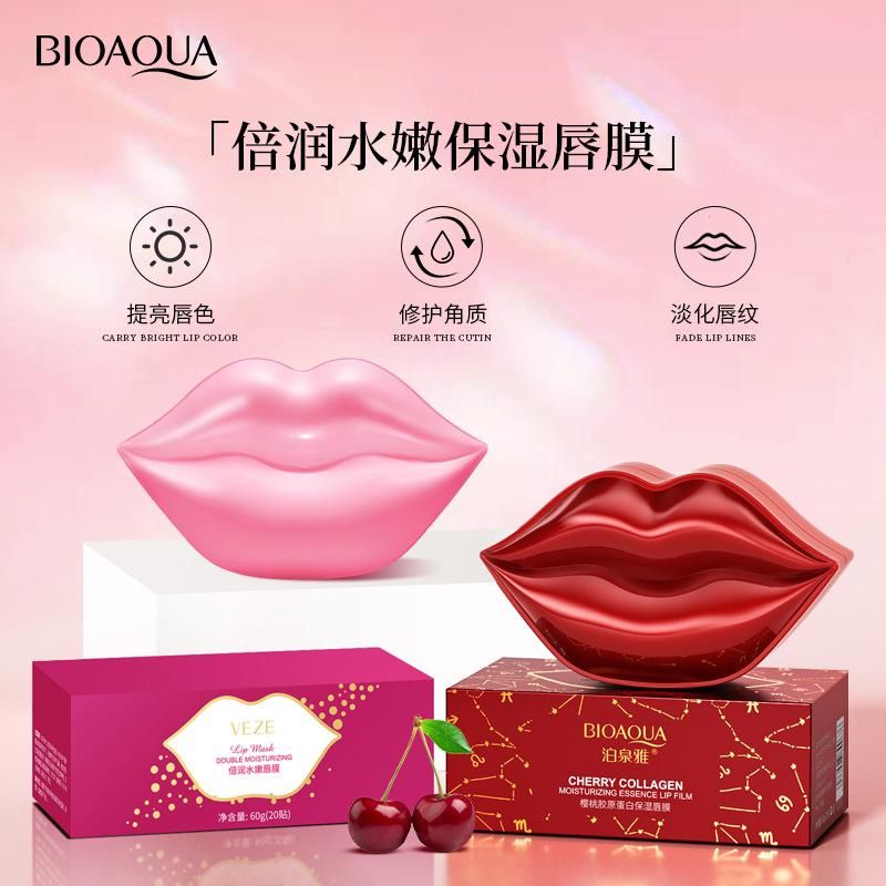 Bioaqua,Veze Cherry Collagen Lip Mask moisturizing hydrating moist improve regular water tender lip film lip masks to winter 20Pcs