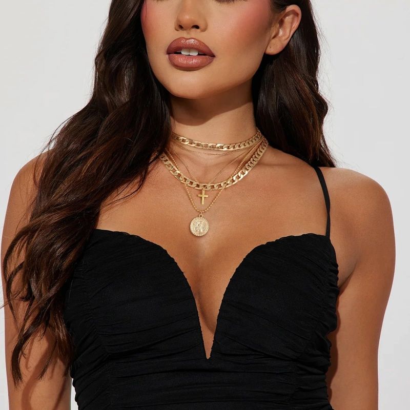 Multi layer pendant necklace CRRSHOP gold cross necklace,butterfly necklace chain free shipping