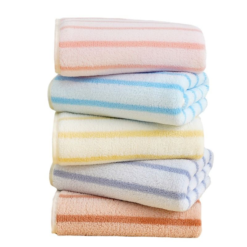 YT999 5pcs Coral Velvet Adult Absorbent Towel Wide Stripe Thickened Absorbent Bath Towel Micro Fiber Washcloth 35x75cm