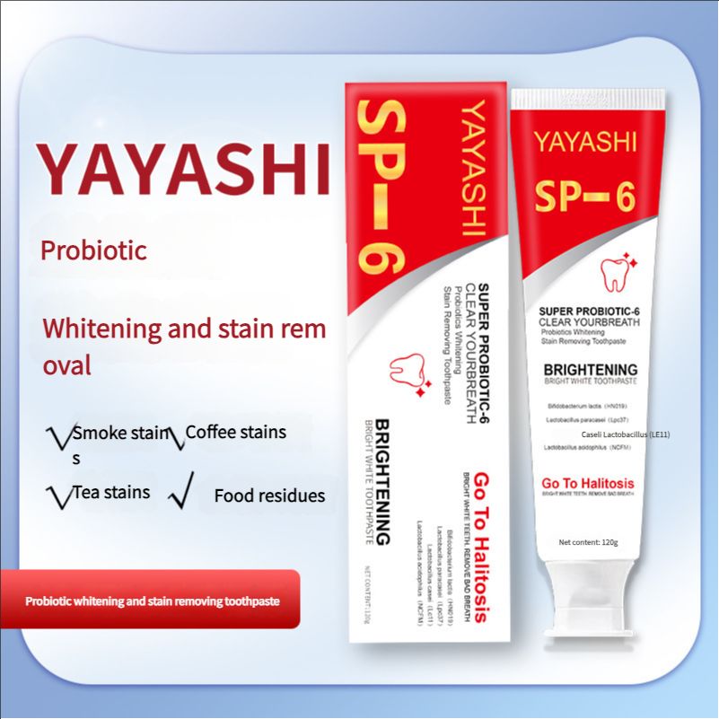 SP-6 Probiotics Whitening and Staining Toothpaste Freshens Breath and Improves Yellow Teeth 120g