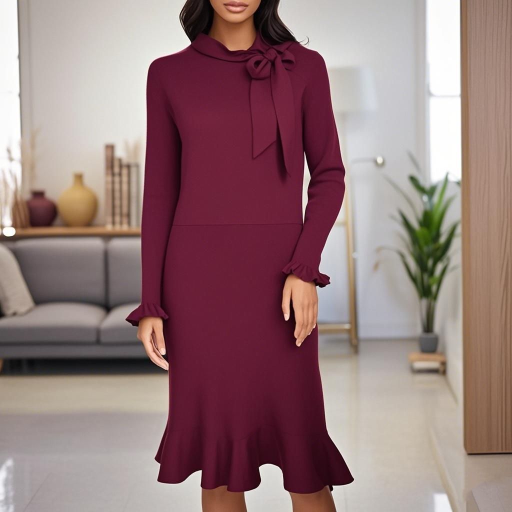 Wool Dress Rose Red Women's Dress