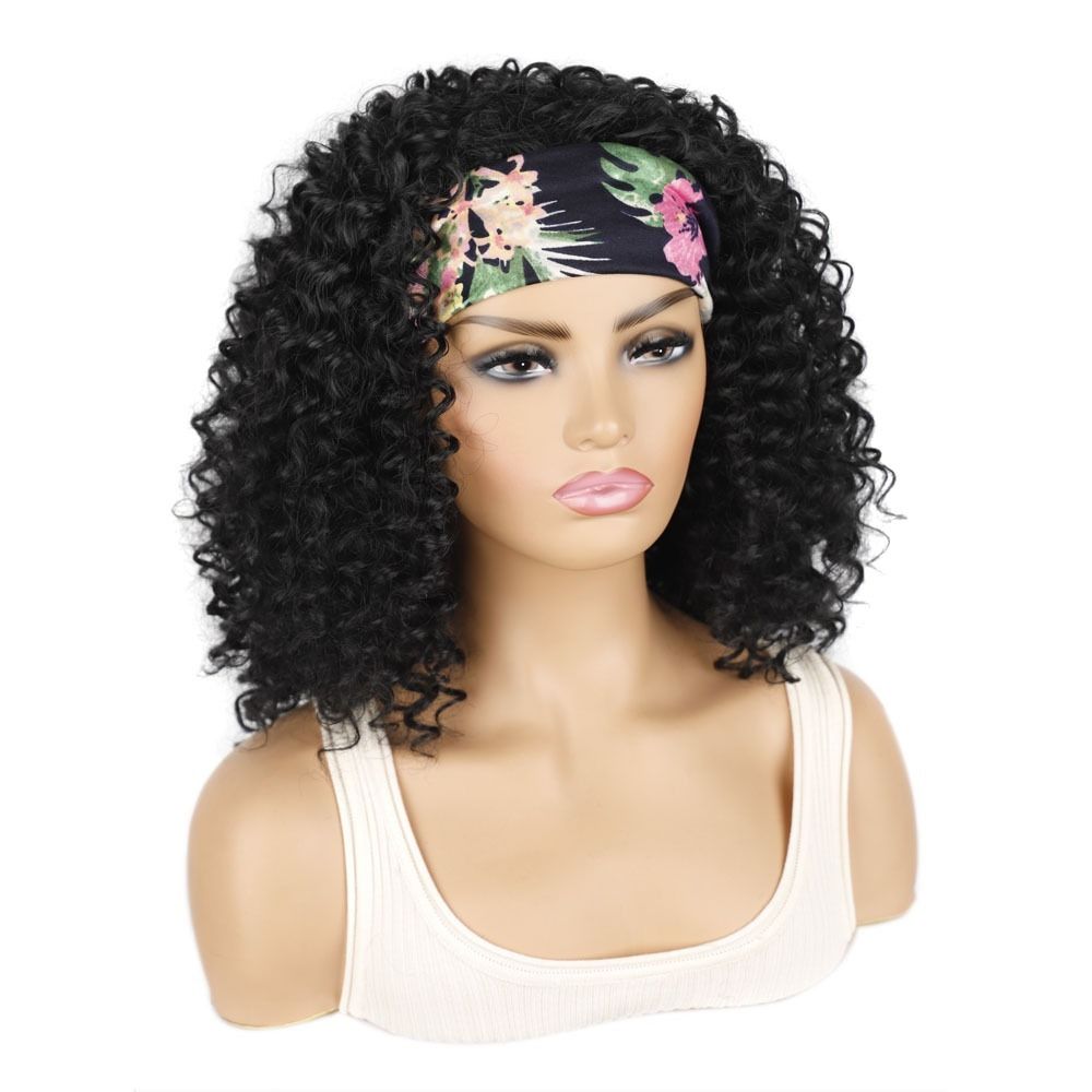 TopKiss Fashionable Short Curly Wig with High Temperature Fiber, Headband and Ice Silk Hairnet for Women's Dressup Local