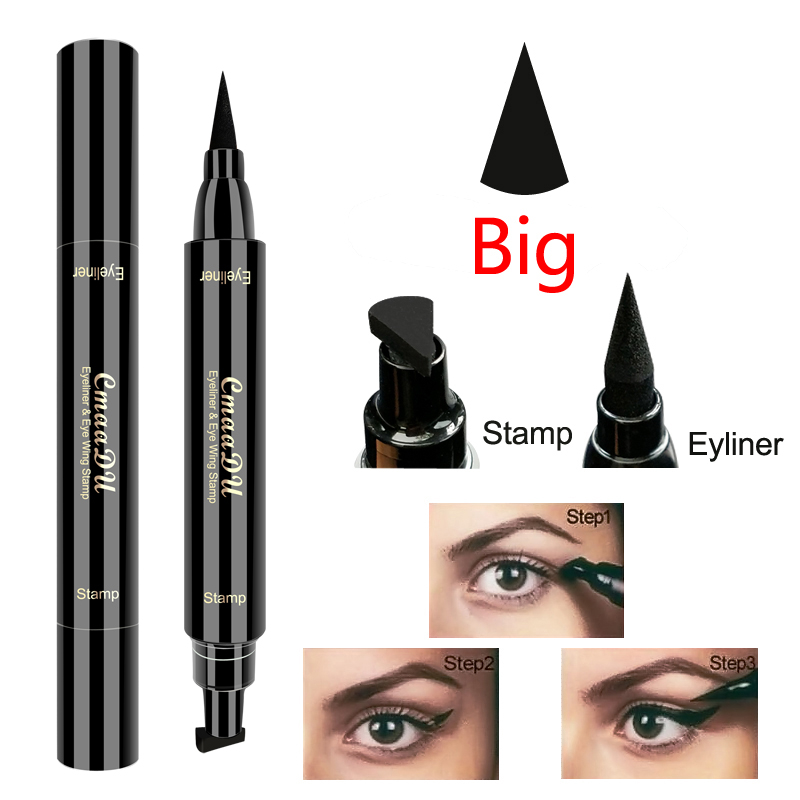 CmaaDu 2 In 1 Liquid Eyeliner Stamp Pen Eye Liner Pencil Waterproof Long-lasting Eye Makeup