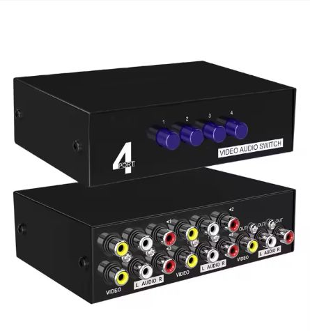 AV Distributor RCA Audio and Video Splitter 1 in 4 Out HDTV Projector with Power