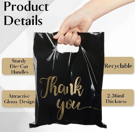 50pcs Custom Printed Logo Design Die Cut Handle Plastic Bag Die Cut Bag Shopping Bag for Clothing/Shoe Packing Large 20x27cm