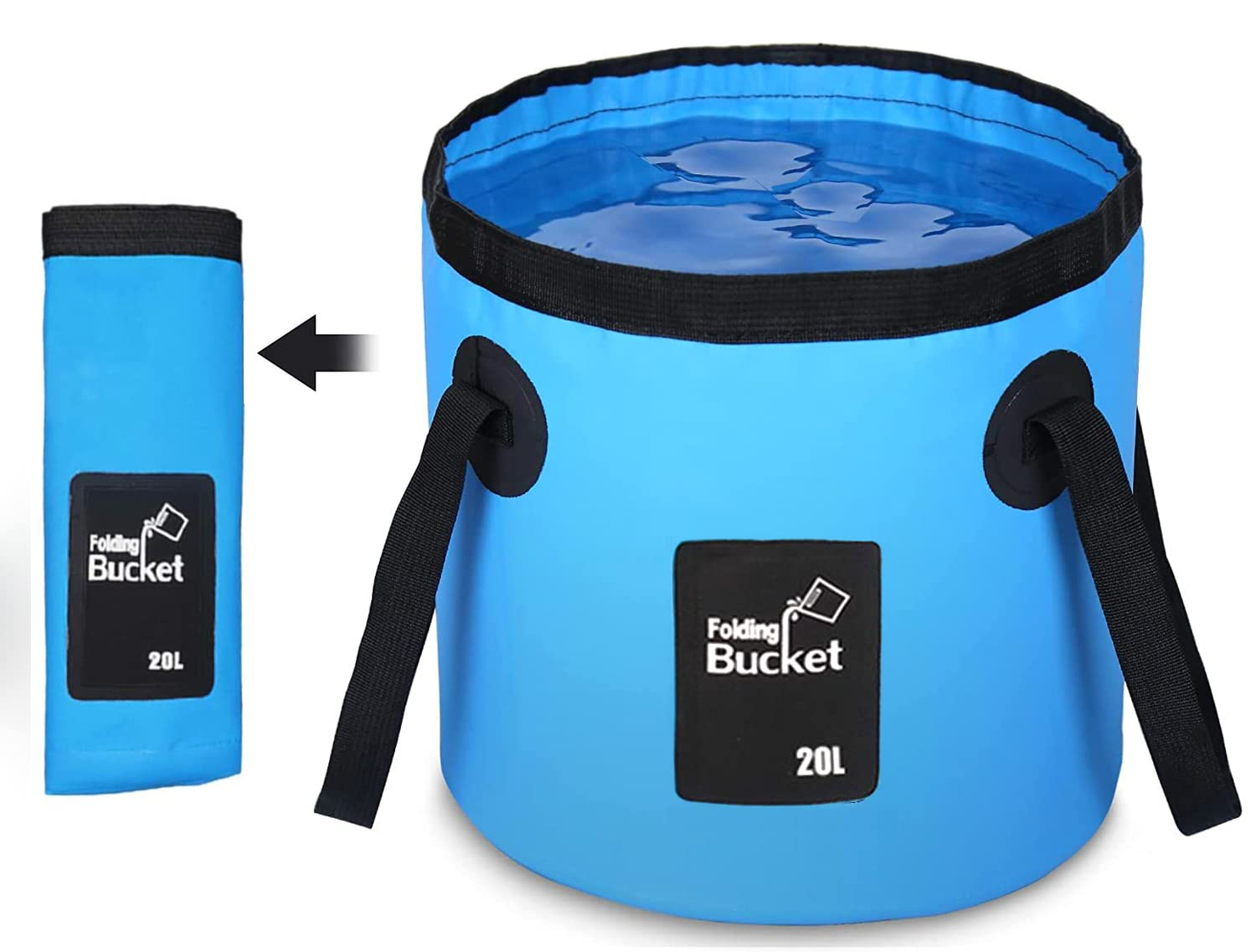 20L Collapsible Bucket, Portable Folding Water Portable Collapsible Wash Basin Folding Bucket Water Container Fishing Bucket for Travelling Camping Hiking Fishing Gardening