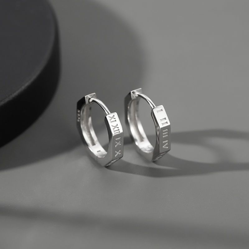 A96 Men's Single Roman Numeral Earrings Jewelry Gift