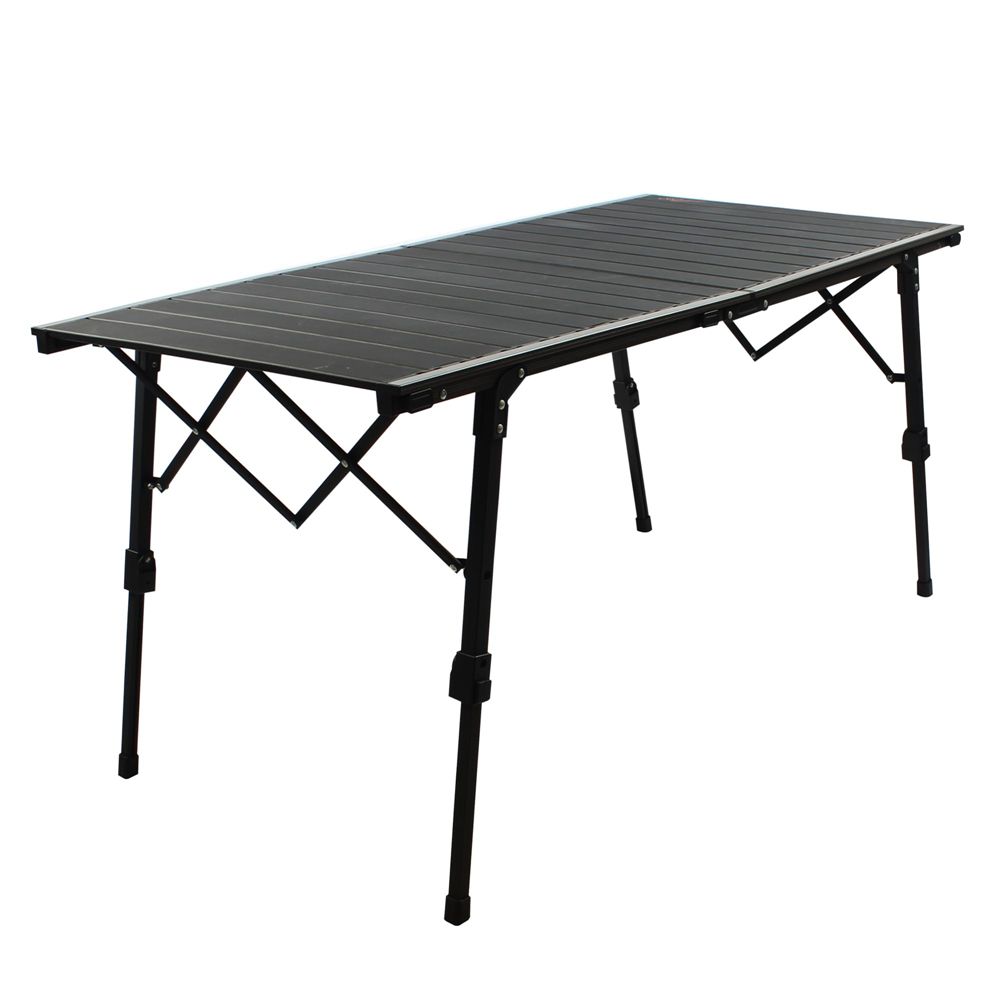 ZZ2389 Outdoor Folding Portable Camping Table Aluminum Roll - Up Table with Adjustable Height Camp Table with Carry Bag, 50 Inches Wide Table