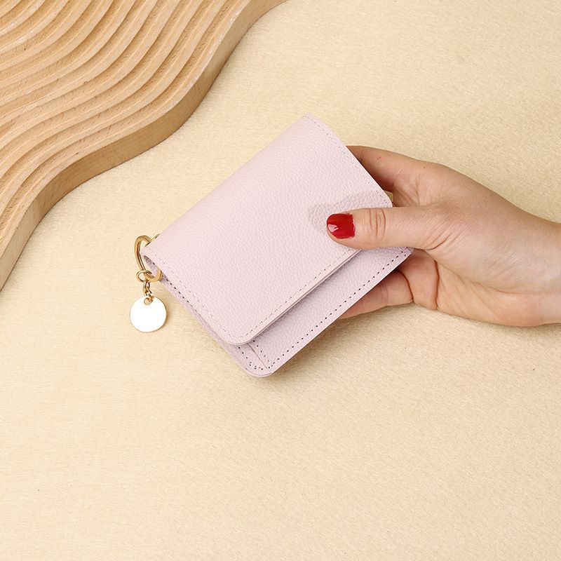 Women's Short Wallet, Korean Style Solid Color Simple Card Holder Mini Zip Purse for Students
