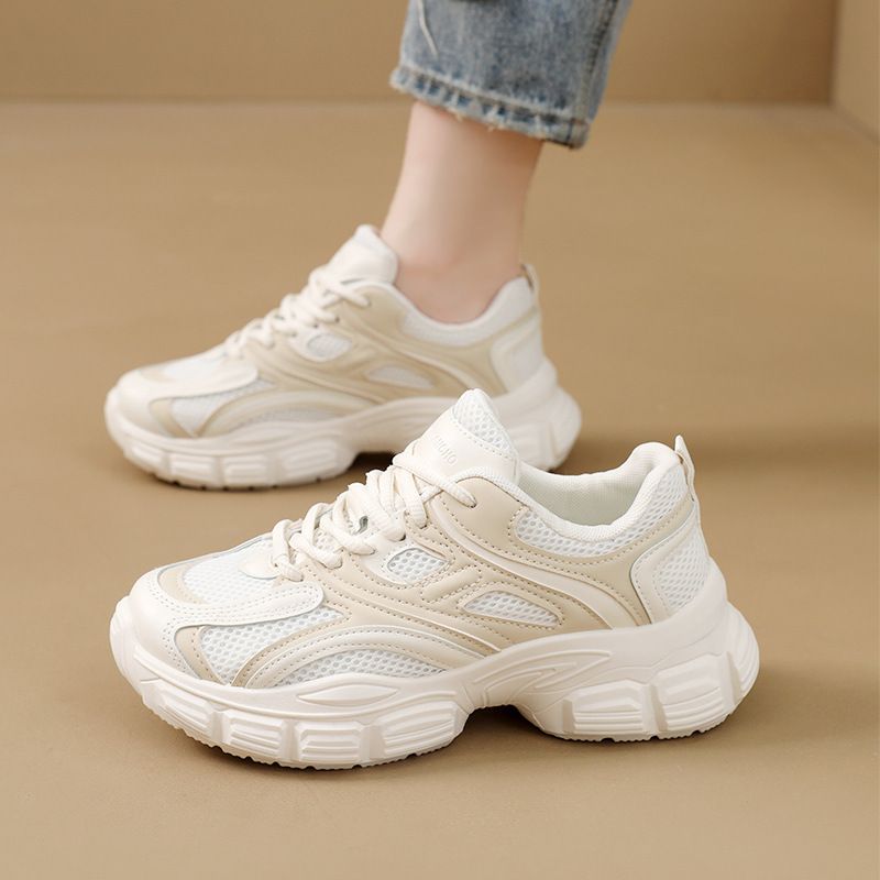 New women's shoes autumn-winter vintage sports shoes thick sole breathable daddy shoes foreign trade color match female student casual shoes FD-13