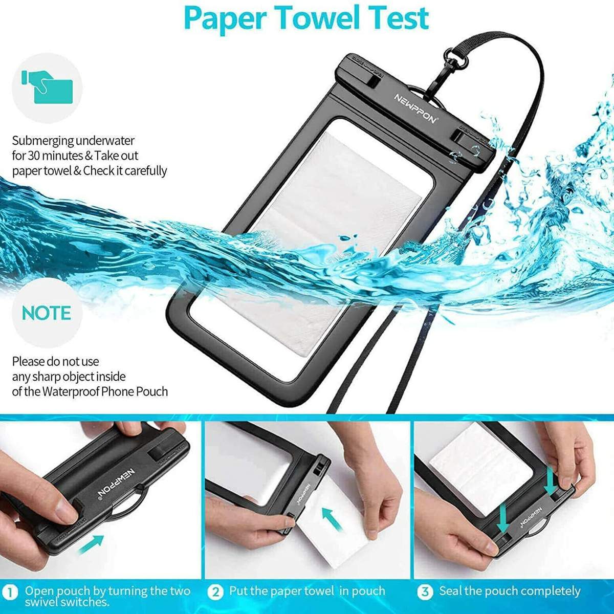 Large waterproof mobile phone bag mobile phone waterproof case swimming hanging neck mobile phone bag touch screen lanyard mobile phone bag universal waterproof dry bag suitable for iPhone 15 14 13 12 Pro Max Plus, Samsung Galaxy Note S23 Ultra underwater mobile phone case, can be used as beach pool waterproof
