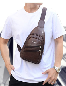 Men's chest bag 2023 new Korean shoulder bag diagonal bag casual fashion trend pu small backpack