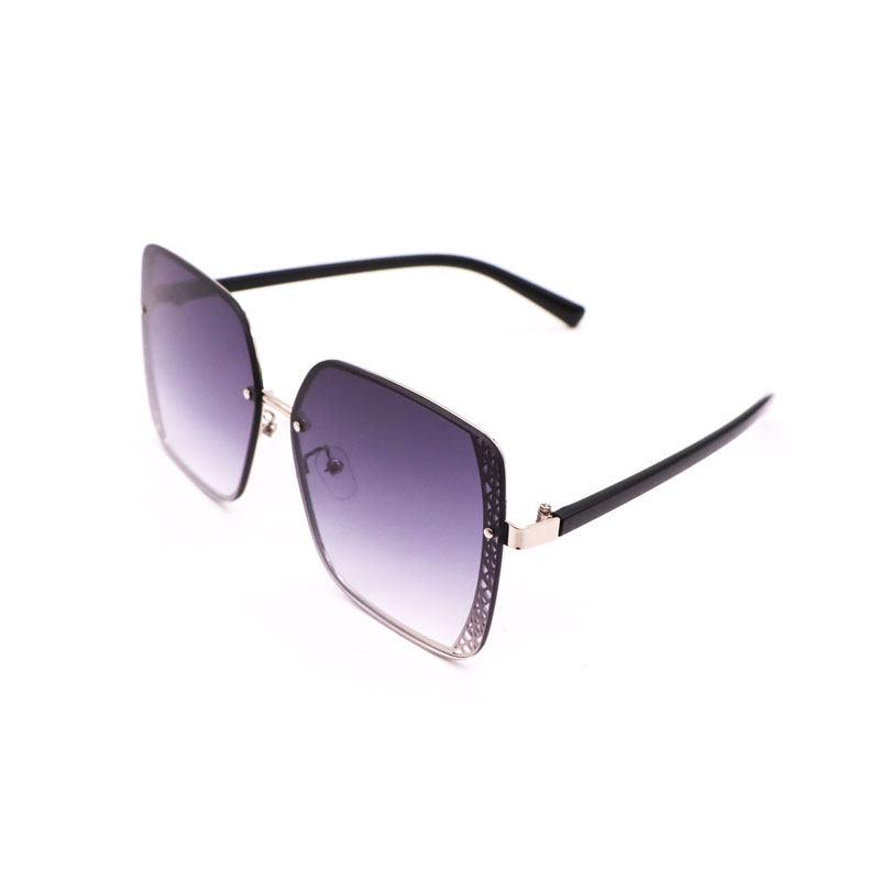 414 Oversized Women Sunglasses Fasionn Gradient Tint Lens Sun Glasses for Female Wide Square Shades Rimless Big Wide Face