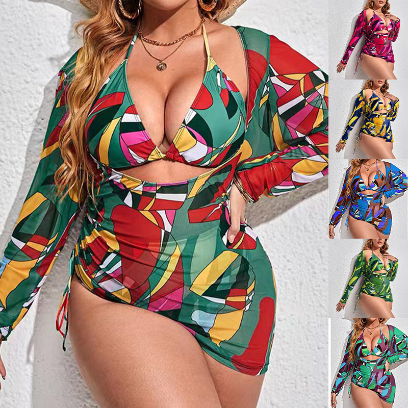 AL684859345269 Women Bikini Set with Cover Swimsuit 3 Piece Bathing Suit Sexy Swimwear Swim Clothing Beachwear for Woman Bikinis