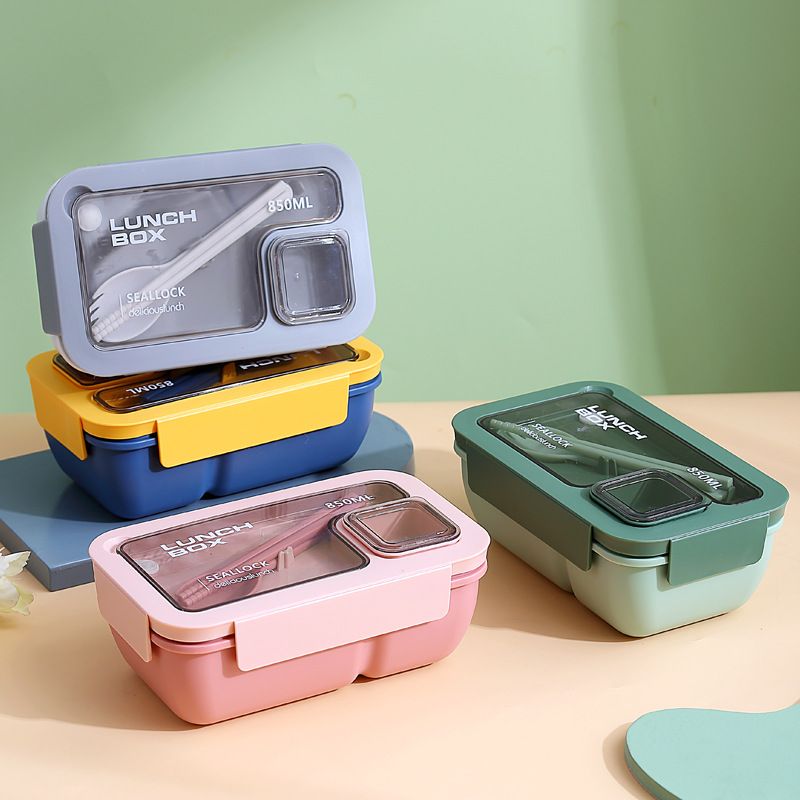 Handheld Compartmentalized Lunch Box Microwave Heat Student Lunch Box Office Worker Simple Light Food Lunch Box Kitchen Dining Storage Travel To-Go Food Containers