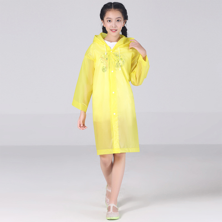 EVA Reusable Raincoat Rain Ponchos with Hood and Elastic Cuff Sleeves for Kids, Size 113 cm x 55 cm
