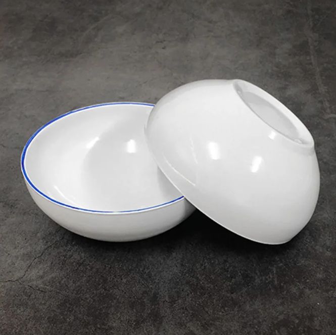 Round oval blue rim, black rim, and white ceramic porcelain soup dish bowl - 100% Ceramic High-Quality Simple Design For Dishes - TC-122