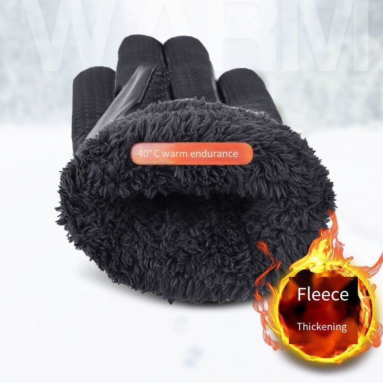 Men's riding gloves Warm waterproof windproof motorcycle riding PU cotton gloves