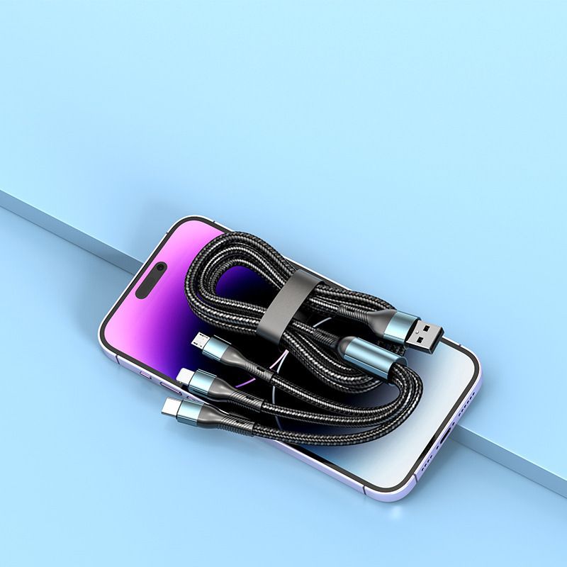 120W Charging Cable Data Cable Three-in-One Tpyec Super Fast Charge Vehicle-Mounted One-to-Three