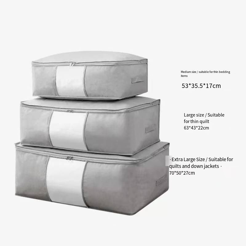 Non-woven Fabric Clothes Storage Bag with Clear Window, Zipper Closure Quilt Organizer, 3 Sizes Foldable Bedding Blanket Storage Container, Dustproof Portable Luggage Organizer for Household Garment, Toys, Sundries, Travel Use
