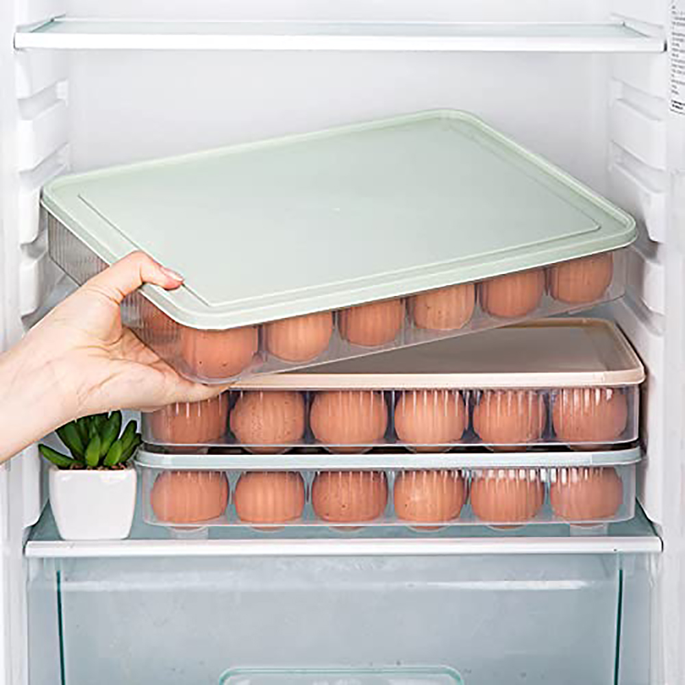 Egg storage fresh-keeping box for refrigerator 24 grid egg tray for kitchen use , dust-proof food storage box 