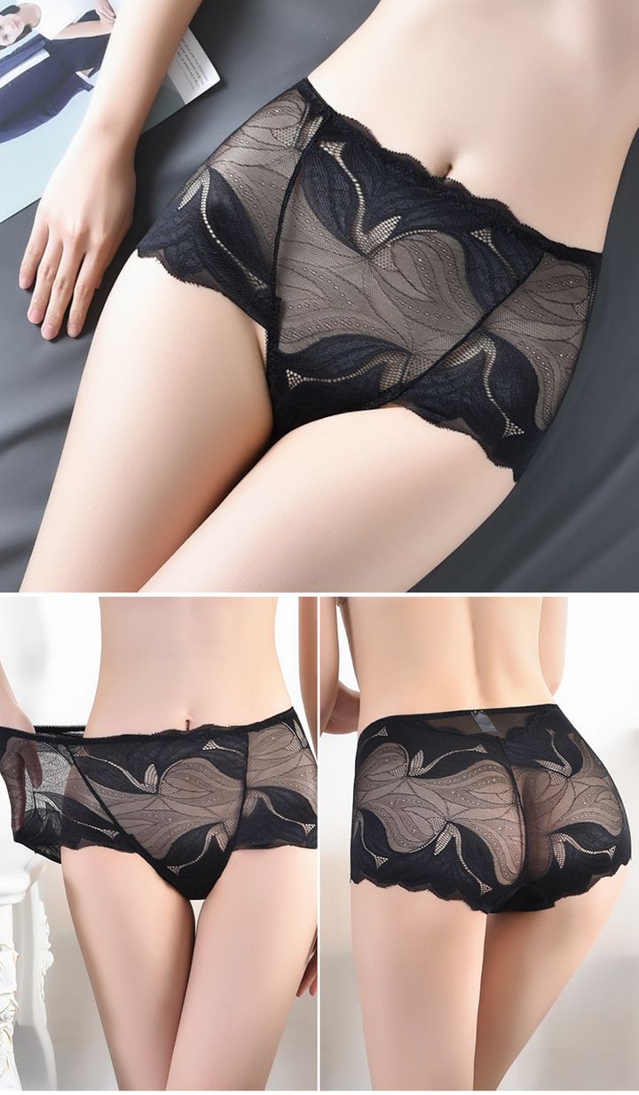3 Pack Women Ladies Comfort Lace Underwear High Waist Briefs Tummy Control Panties Underpants