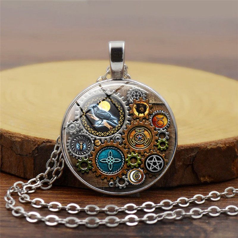 Mechanical Time Gemstone Pendant Necklace CRRSHOP free shipping