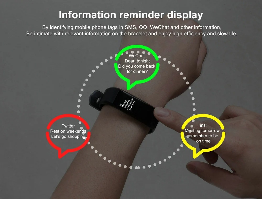 Smart Band Watch Color Screen Heart Rate Monitor Smart Bracelet Sports Fitness Tracker for IOS Android