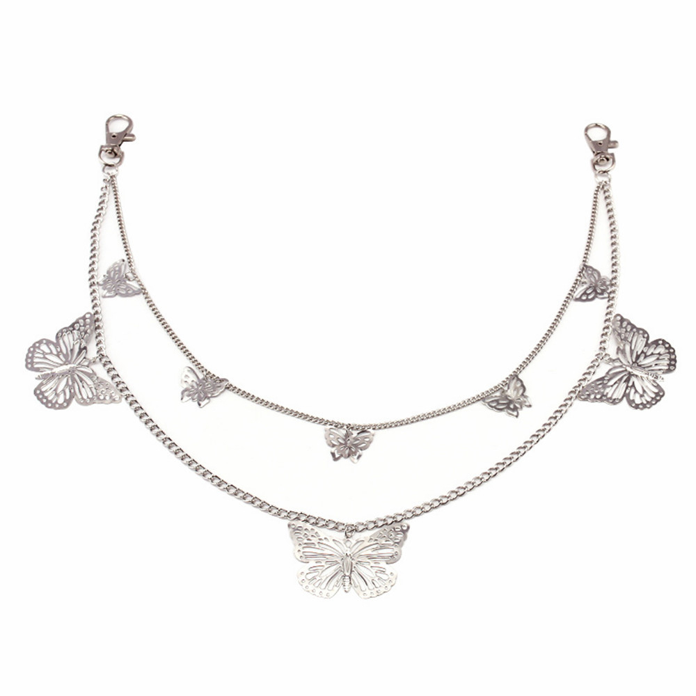 SK-Y-0226 women's double-layer butterfly chain, hip-hop punk metal trouser chain, versatile waist chain accessory