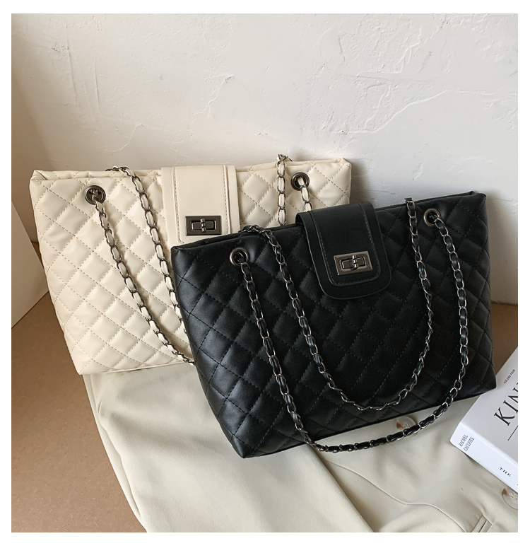 Large Capacity Women Shoulder Bag Lady Tote Chain Plaid Women Handbag