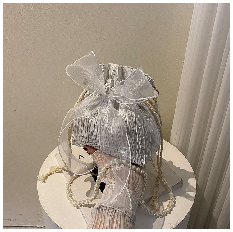 2025 Summer Trendy New Women's Bag, Pearl Pleated Crossbody Bag for Women, Fashion Versatile Single-Shoulder Bag, Korean Niche Texture Ladies' Bag