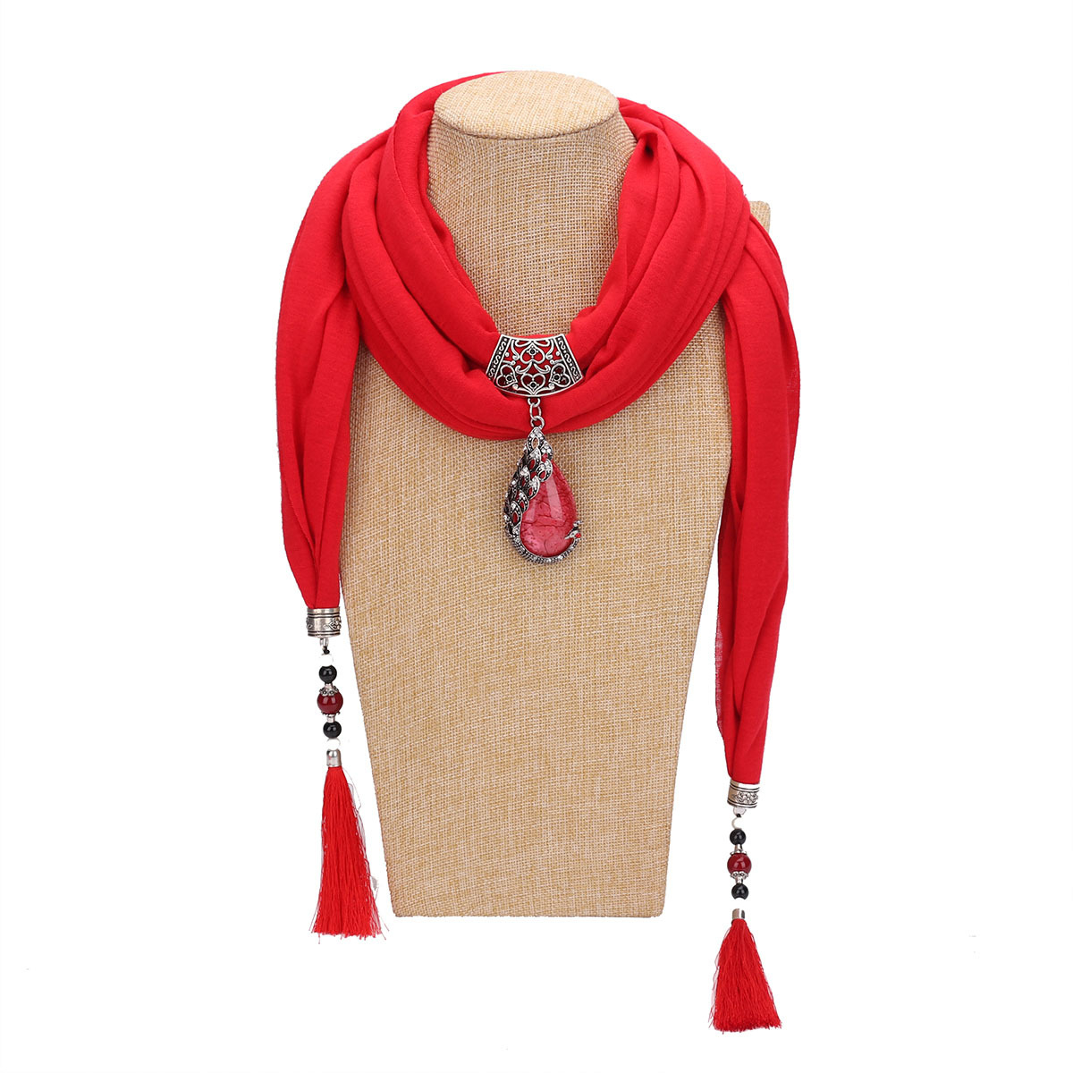  1822 women's classic style necklace sash scarf with jewelry pendant 