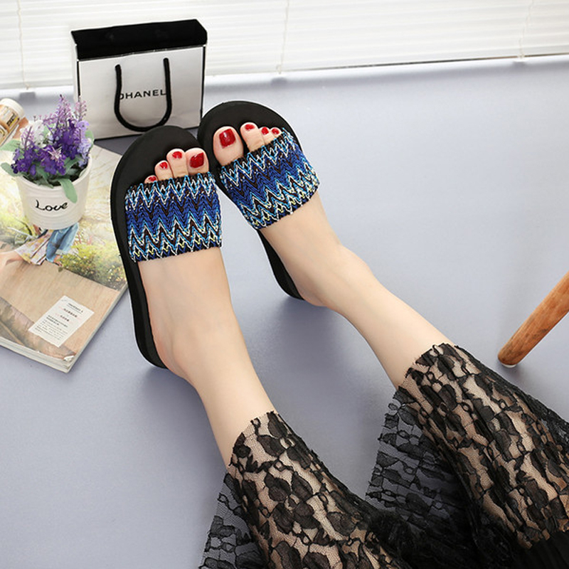 OWL　Fashion slippers sandals with a female muffin slope with Home Furnishing thick non slip bottom summer beach shoes wholesale