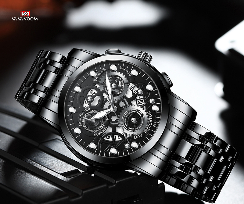 VOOM Men's automatic hollow out non mechanical business watch trend quartz watch student waterproof men's watch luminous watch