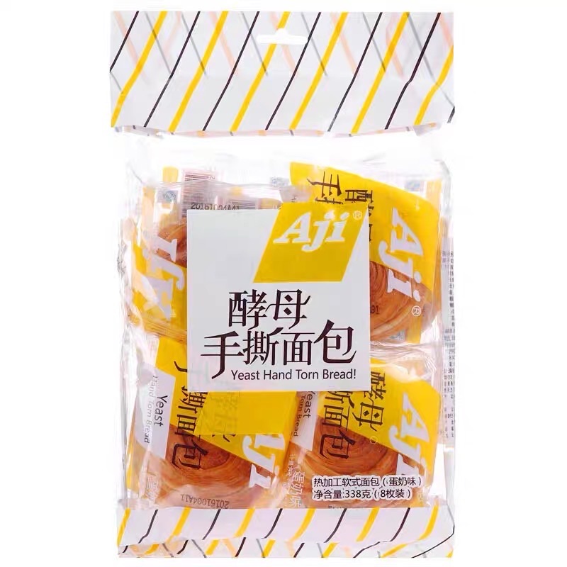 Aji, yeast hand torn bread 338g soft bread camp snacks pastry office snacks338g*8