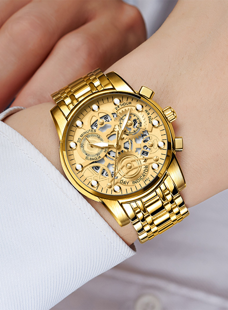 VOOM Men's automatic hollow out non mechanical business watch trend quartz watch student waterproof men's watch luminous watch