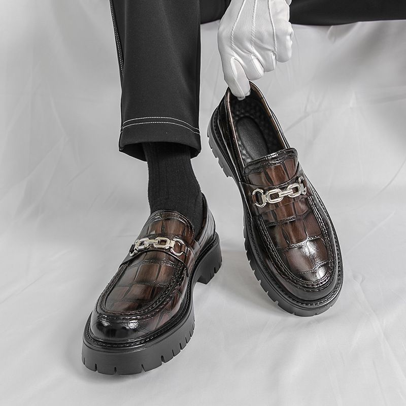 Men's Big & Tall Elevator Dress Shoes 2025 British Style Platform Formal Shoes Height Increasing Leather Oxfords for Short Men