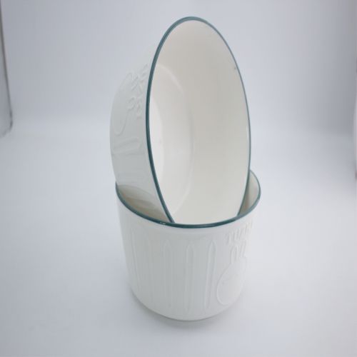 Luxury household ceramic porcelain tableware - Non-slip pattern design dish noodle soup bowl - XC-13 / XC-14 / XC-15 / XC-16